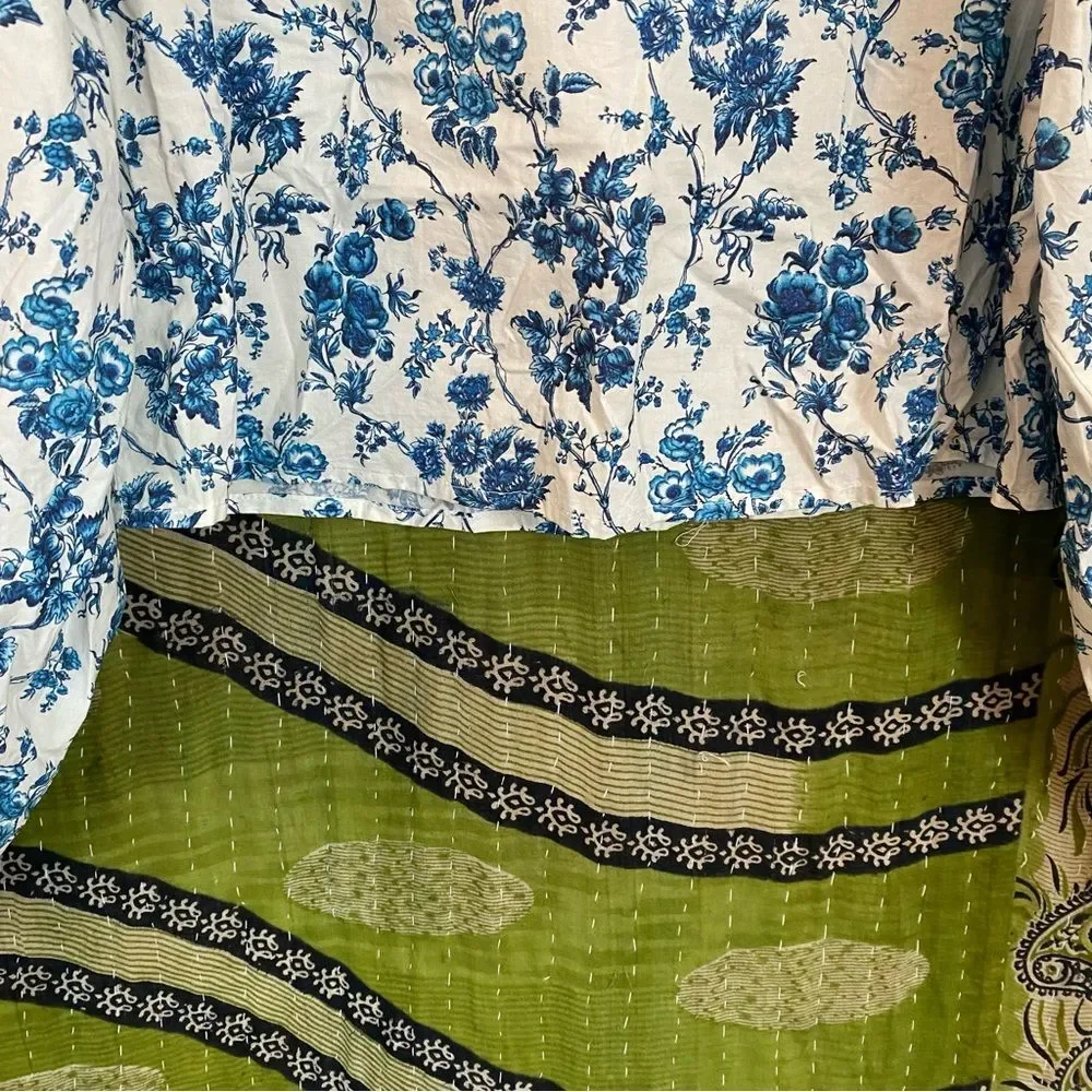 Meadows x Free People Big Blue Floral Carnation Turtleneck Blouse Size 6
